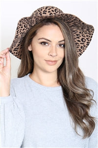 Leopard Accent Fashion hat with adjustable Buckle