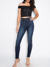 Load image into Gallery viewer, Dark Blue Denim Pants with Embellishments women