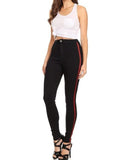 High Rise Skinny Jeans w/ Red Highlight Out seam & Square