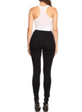 High Rise Skinny Jeans w/ Red Highlight Out seam & Square