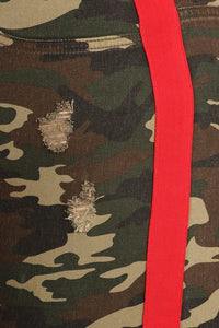 High Rise Skinny Jeans w/ Red Highlight Out seam Camo