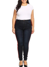 Load image into Gallery viewer, High Rise Skinny Jeans w/ Red Highlight Out seam &amp; Square