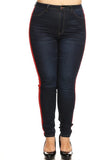 High Rise Skinny Jeans w/ Red Highlight Out seam & Square