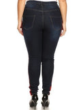 High Rise Skinny Jeans w/ Red Highlight Out seam & Square