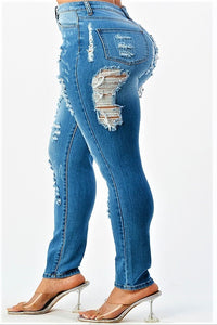 High Rise Skinny Distressed Jeans Pants Women