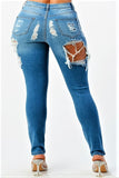 High Rise Skinny Distressed Jeans Pants Women