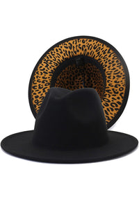 Animal Print Wide Brim Fedora Hat