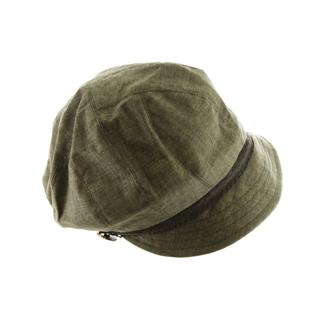 LACE BILL WITH STONE BUTTON NEWSBOY CAP NEWS
