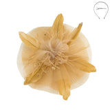 Women Derby Tea Statement Feathered Mesh Fascinator with Dual Function