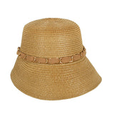 Paper Braid Sun Hat with Sheer Bow Chain Link Details