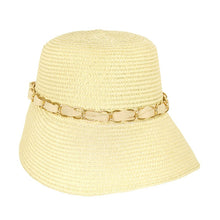 Load image into Gallery viewer, Paper Braid Sun Hat with Sheer Bow Chain Link Details