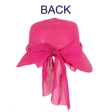 Load image into Gallery viewer, Paper Braid Sun Hat with Sheer Bow Chain Link Details