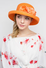 Load image into Gallery viewer, Curved Brim Paper Braid Sun Hat with Flower and Sequin Details