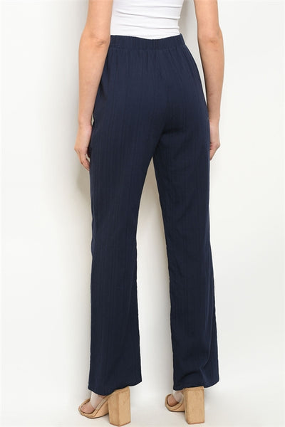 Navy Cotton Pants High fitted