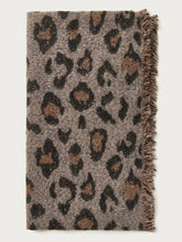 Load image into Gallery viewer, Sequin Leopard Pattern Fringe Hem Scarf