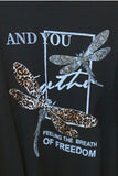 Long Sleeved Top with Sequins and Animal Print