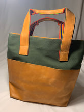 Load image into Gallery viewer, Mixed Media Genuine Leather Tote Bag