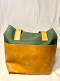 Mixed Media Genuine Leather Tote Bag