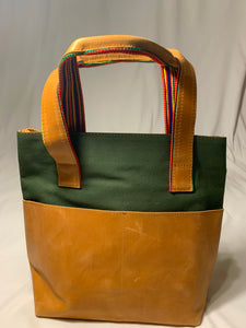 Mixed Media Genuine Leather Tote Bag