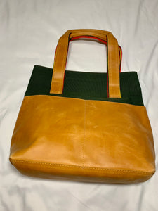 Mixed Media Genuine Leather Tote Bag