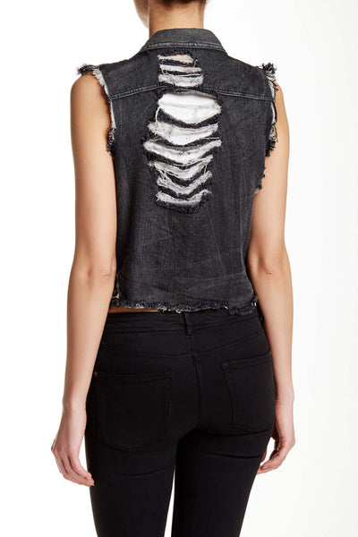 Denim Skull Vest