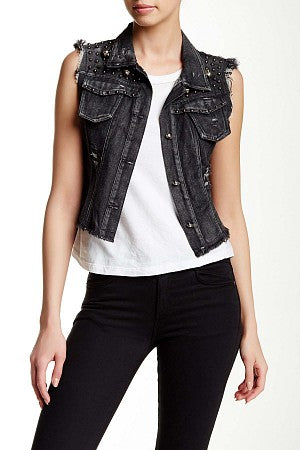 Denim Skull Vest