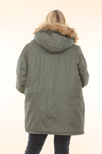 plus size heavy padded hoodie jacket with sherpa lined back