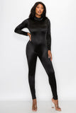 Mock Neck Long Sleeve Bodycon Zipper Jumpsuit