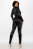 Mock Neck Long Sleeve Bodycon Zipper Jumpsuit