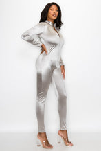 Load image into Gallery viewer, Mock Neck Long Sleeve Bodycon Zipper Jumpsuit