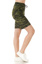 Load image into Gallery viewer, Camo print jogger shorts with functional drawstring waistband