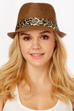 Straw Animal Print Band Fedora