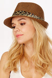 Straw Animal Print Band Fedora