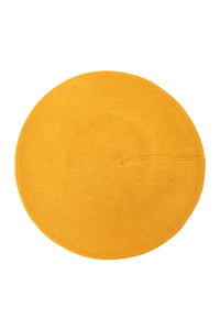 Stretchy Solid Color Beret - Mustard