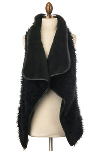 Faux Fur Winter Vest - Black