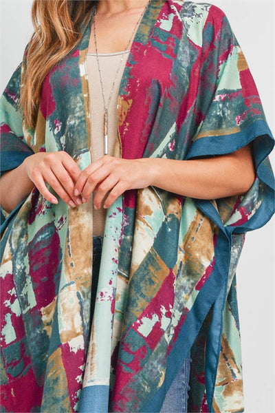 Women Abstract Print Shawl - Teal