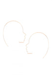 Gold Side Face Wire Earrings - Women
