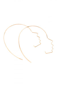 Gold Side Face Wire Earrings - Women