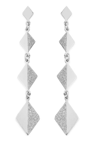 Diamond Textured Link Dangling Earrings