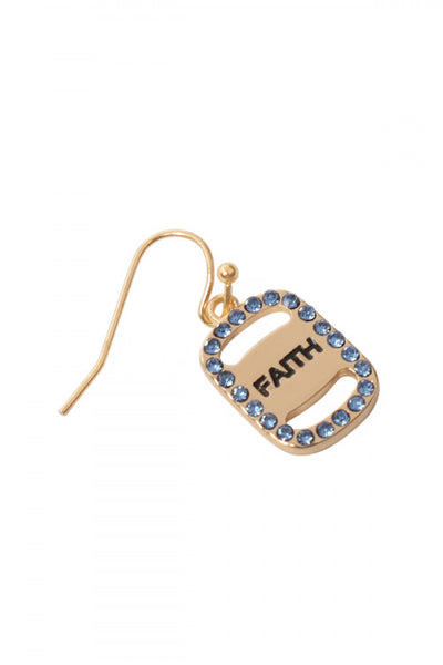 Faith Etched Drop Earrings - Blue