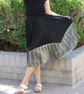 Two Tone Metallic Pleated Skirt