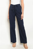 Navy Cotton Pants High fitted