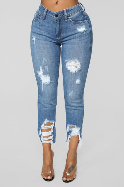 Solid Denim Distressed bell bottom Light JEAN bell bottom distressed