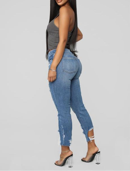 Solid Denim Distressed bell bottom Light JEAN bell bottom distressed