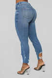 Solid Denim Distressed bottom Light JEAN