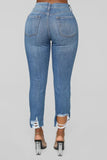 Solid Denim Distressed bottom Light JEAN