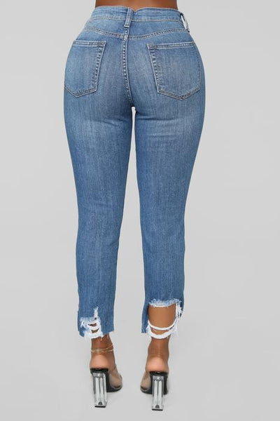 Solid Denim Distressed bell bottom Light JEAN bell bottom distressed