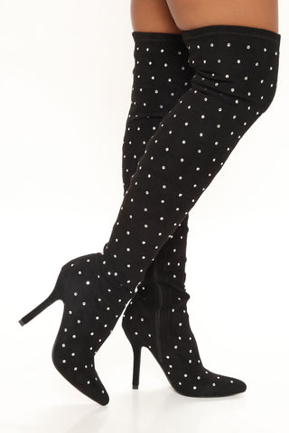 Over The Knee Dress Boots Rhinestone