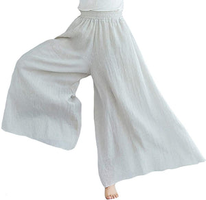 ECOWISH Womens Cotton Soft Palazzo Wide Leg Pant with Pockets High