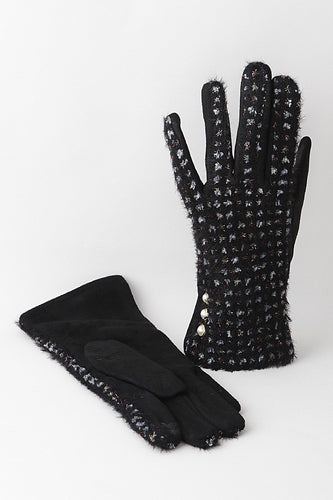 Luxury Faux Fur Gloves Women- Black